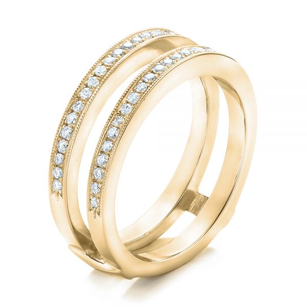 14k Yellow Gold 14k Yellow Gold Custom Diamond Wedding Band - Three-Quarter View - 102362