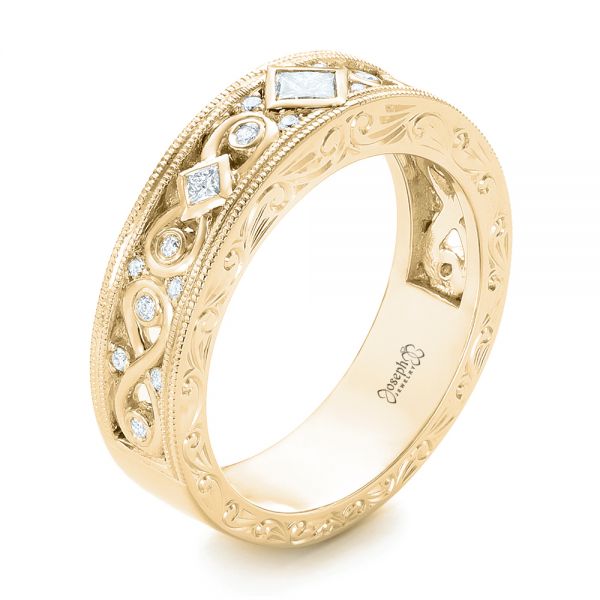 18k Yellow Gold 18k Yellow Gold Custom Diamond Wedding Band - Three-Quarter View -  102426