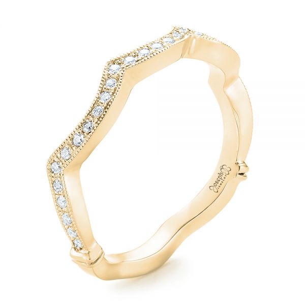 18k Yellow Gold 18k Yellow Gold Custom Diamond Wedding Band - Three-Quarter View - 102484