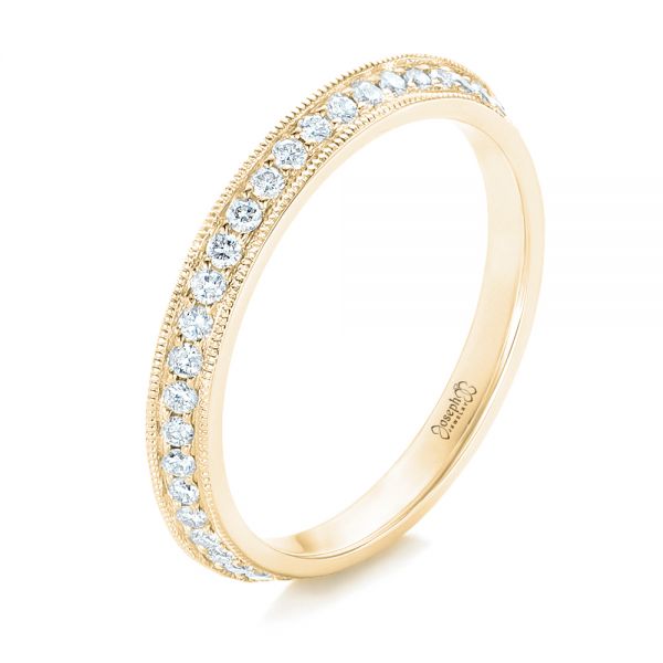 14k Yellow Gold 14k Yellow Gold Custom Diamond Wedding Band - Three-Quarter View -  102521