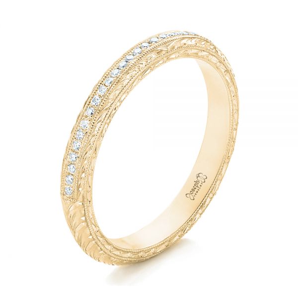 14k Yellow Gold 14k Yellow Gold Custom Diamond Wedding Band - Three-Quarter View -  102768