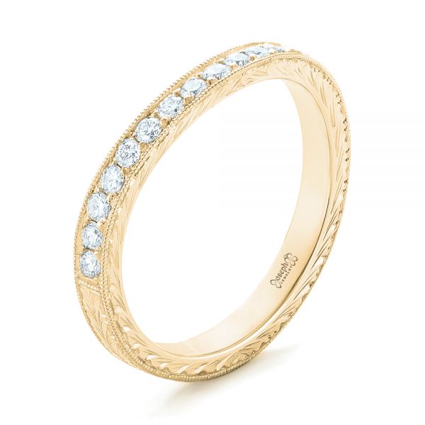 18k Yellow Gold 18k Yellow Gold Custom Diamond Wedding Band - Three-Quarter View -  102887