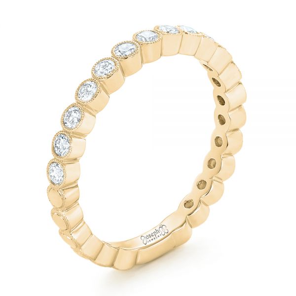 14k Yellow Gold 14k Yellow Gold Custom Diamond Wedding Band - Three-Quarter View -  102962