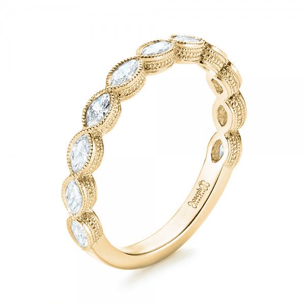 14k Yellow Gold 14k Yellow Gold Custom Diamond Wedding Band - Three-Quarter View - 103039