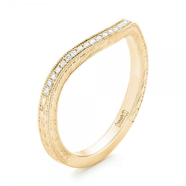 18k Yellow Gold 18k Yellow Gold Custom Diamond Wedding Band - Three-Quarter View -  103145