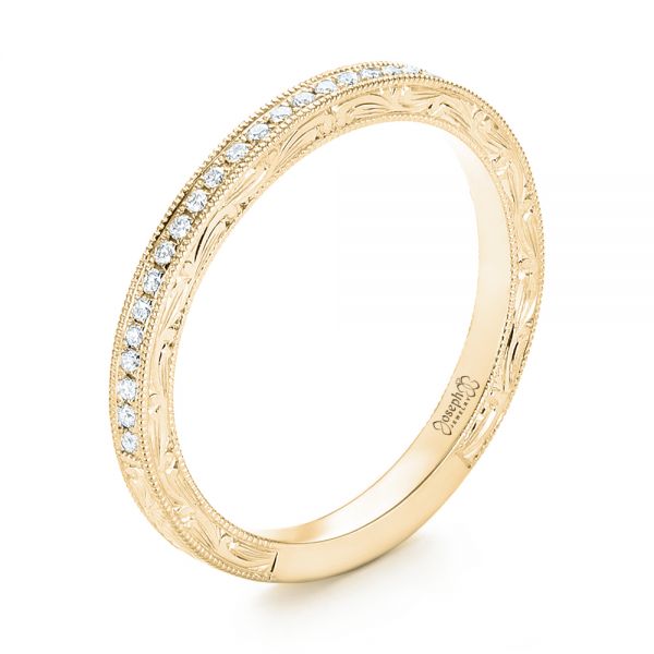 18k Yellow Gold 18k Yellow Gold Custom Diamond Wedding Band - Three-Quarter View -  103326