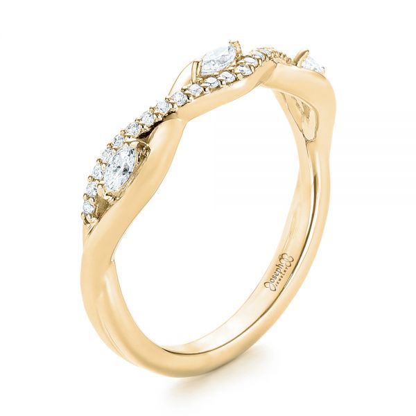 18k Yellow Gold 18k Yellow Gold Custom Diamond Wedding Band - Three-Quarter View - 103419