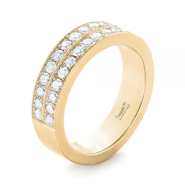 18k Yellow Gold 18k Yellow Gold Custom Diamond Wedding Band - Three-Quarter View -  103506