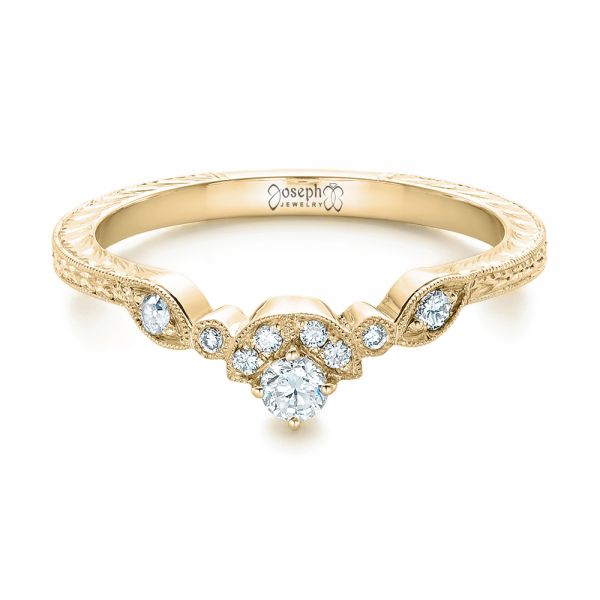 18k Yellow Gold 18k Yellow Gold Custom Diamond Wedding Band - Flat View -  102262