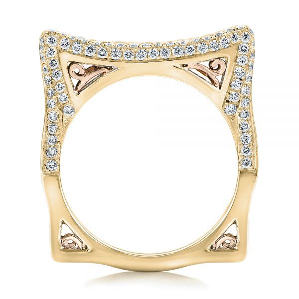 18k Yellow Gold And 14K Gold 18k Yellow Gold And 14K Gold Custom Diamond Wedding Band - Front View - 102182
