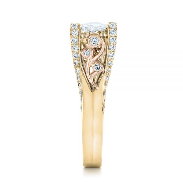 18k Yellow Gold And 14K Gold 18k Yellow Gold And 14K Gold Custom Diamond Wedding Band - Side View - 102182