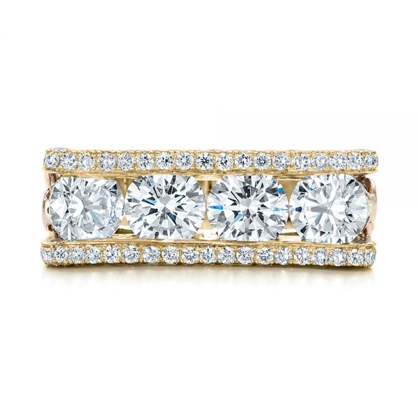 18k Yellow Gold And 14K Gold 18k Yellow Gold And 14K Gold Custom Diamond Wedding Band - Top View - 102182