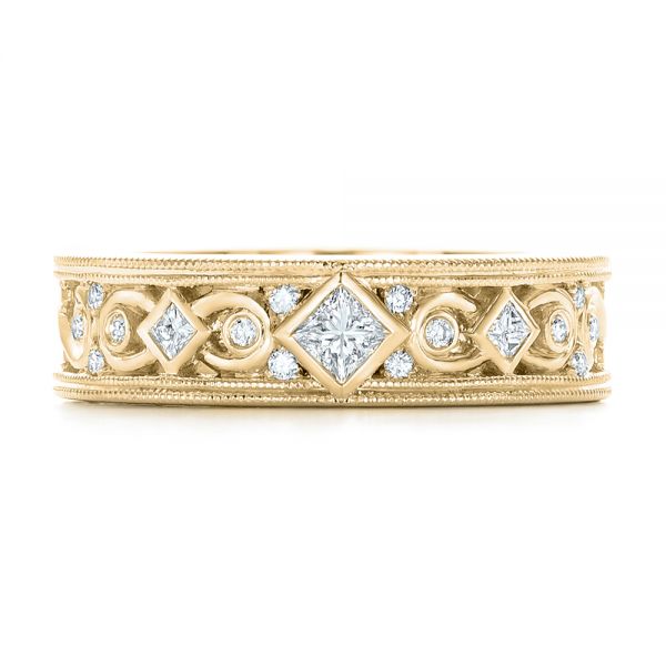 14k Yellow Gold 14k Yellow Gold Custom Diamond Wedding Band - Top View -  102426