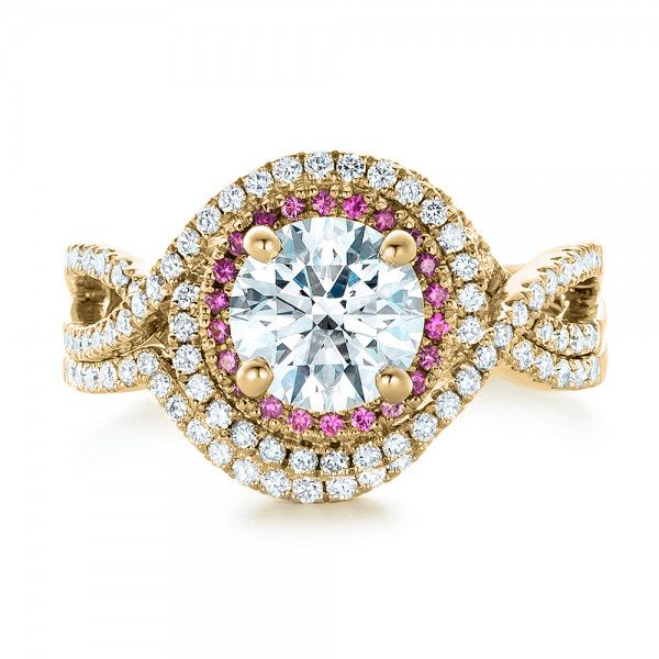 14k Yellow Gold 14k Yellow Gold Custom Diamond Wedding Band - Top View - 103130