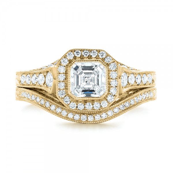 14k Yellow Gold 14k Yellow Gold Custom Diamond Wedding Band - Top View - 103145