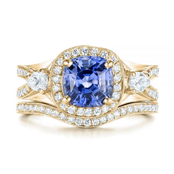 18k Yellow Gold 18k Yellow Gold Custom Diamond Wedding Band - Top View - 103397