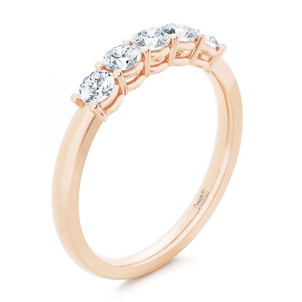 18k Rose Gold 18k Rose Gold Custom Diamond Wedding Ring - Three-Quarter View -  107216