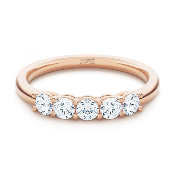 18k Rose Gold 18k Rose Gold Custom Diamond Wedding Ring - Flat View -  107216