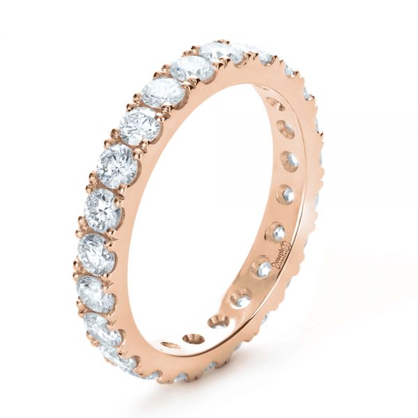 14k Rose Gold 14k Rose Gold Custom Diamond Women's Eternity Band - Three-Quarter View - 1130