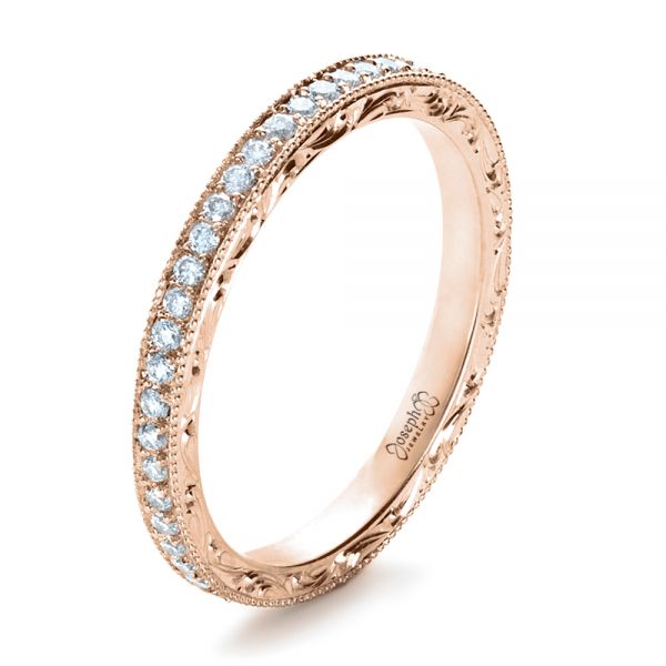 18k Rose Gold 18k Rose Gold Custom Diamond Women's Eternity Band - Three-Quarter View -  1210