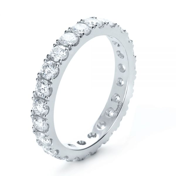  Platinum Custom Diamond Women's Eternity Band - Three-Quarter View -  1130