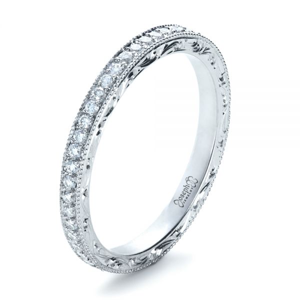 14k White Gold Custom Diamond Women's Eternity Band - Three-Quarter View -  1210