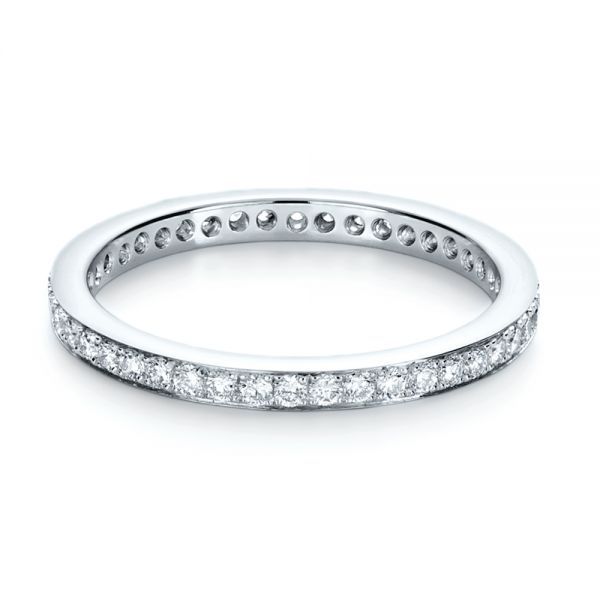 14k White Gold Custom Diamond Women's Eternity Band - Flat View -  1133