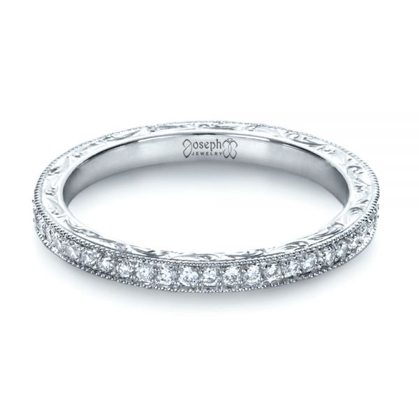 18k White Gold 18k White Gold Custom Diamond Women's Eternity Band - Flat View -  1210