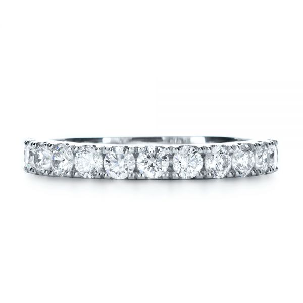 14k White Gold 14k White Gold Custom Diamond Women's Eternity Band - Top View -  1130