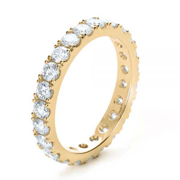 18k Yellow Gold 18k Yellow Gold Custom Diamond Women's Eternity Band - Three-Quarter View -  1130