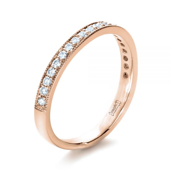 14k Rose Gold 14k Rose Gold Custom Diamond Women's Wedding Band - Three-Quarter View -  1170