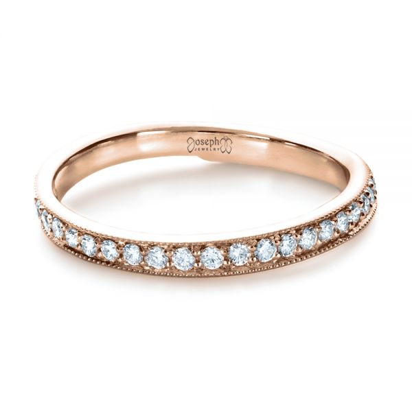 14k Rose Gold 14k Rose Gold Custom Diamond Women's Wedding Band - Flat View - 1170