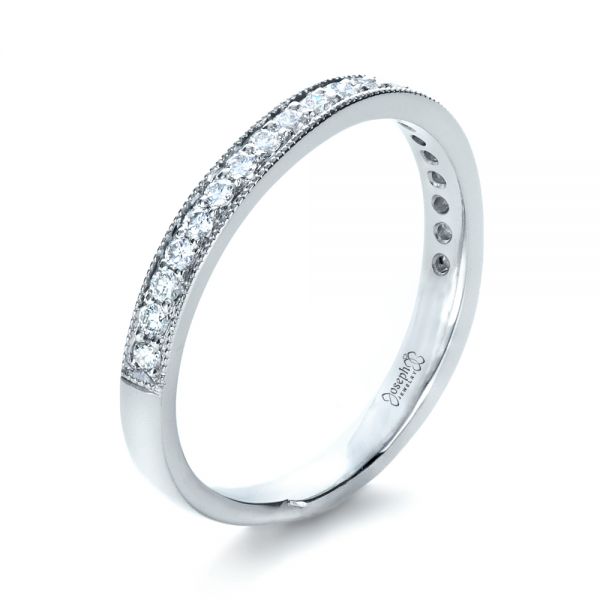 18k White Gold 18k White Gold Custom Diamond Women's Wedding Band - Three-Quarter View -  1170