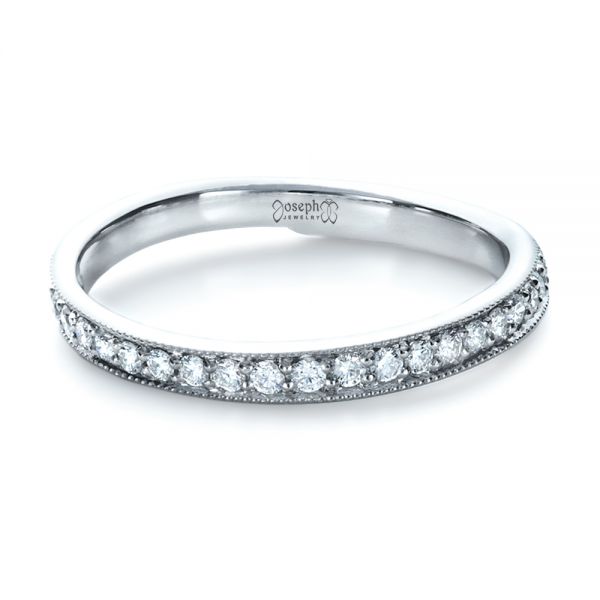  Platinum Custom Diamond Women's Wedding Band - Flat View -  1170