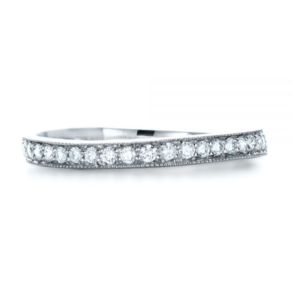 14k White Gold 14k White Gold Custom Diamond Women's Wedding Band - Top View -  1170