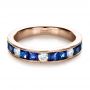 18k Rose Gold 18k Rose Gold Custom Diamond And Blue Sapphire Band - Flat View -  1388 - Thumbnail