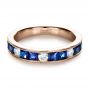 14k Rose Gold 14k Rose Gold Custom Diamond And Blue Sapphire Band - Flat View -  1388 - Thumbnail