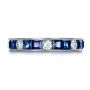 18k White Gold 18k White Gold Custom Diamond And Blue Sapphire Band - Top View -  1388 - Thumbnail