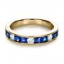 18k Yellow Gold 18k Yellow Gold Custom Diamond And Blue Sapphire Band - Flat View -  1388 - Thumbnail