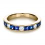 14k Yellow Gold 14k Yellow Gold Custom Diamond And Blue Sapphire Band - Flat View -  1388 - Thumbnail