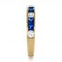 18k Yellow Gold 18k Yellow Gold Custom Diamond And Blue Sapphire Band - Side View -  1388 - Thumbnail