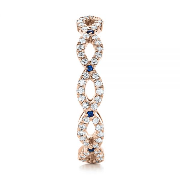 14k Rose Gold 14k Rose Gold Custom Diamond And Blue Sapphire Wedding Band - Side View -  102120