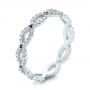 14k White Gold 14k White Gold Custom Diamond And Blue Sapphire Wedding Band - Three-Quarter View -  102120 - Thumbnail