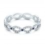 18k White Gold Custom Diamond And Blue Sapphire Wedding Band - Flat View -  102120 - Thumbnail