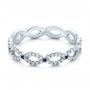 18k White Gold Custom Diamond And Blue Sapphire Wedding Band - Flat View -  102120 - Thumbnail