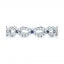 18k White Gold Custom Diamond And Blue Sapphire Wedding Band - Top View -  102120 - Thumbnail