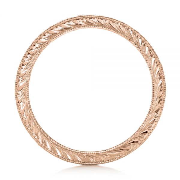 18k Rose Gold 18k Rose Gold Custom Diamond And Hand Engraved Eternity Wedding Band - Front View -  102364
