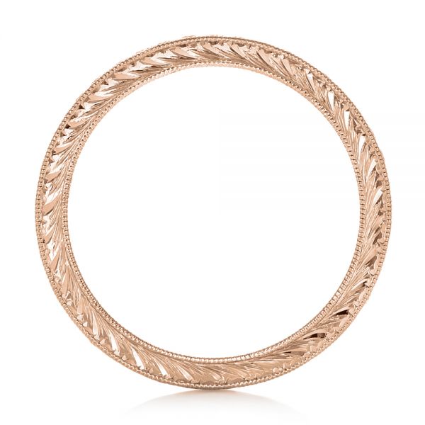 14k Rose Gold 14k Rose Gold Custom Diamond And Hand Engraved Eternity Wedding Band - Front View - 102364