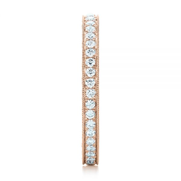 14k Rose Gold 14k Rose Gold Custom Diamond And Hand Engraved Eternity Wedding Band - Side View - 102364