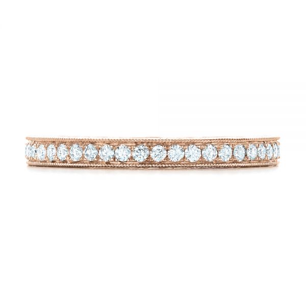 14k Rose Gold 14k Rose Gold Custom Diamond And Hand Engraved Eternity Wedding Band - Top View - 102364